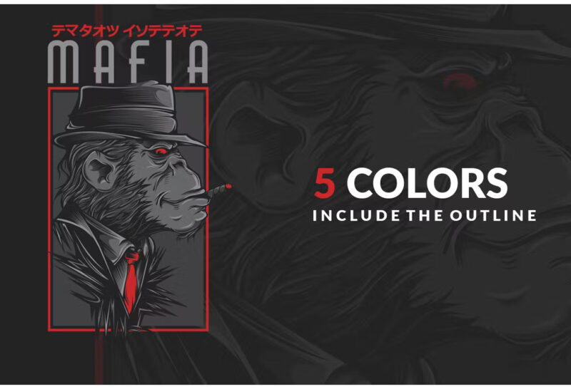 Mafia Monkey T-Shirt Design