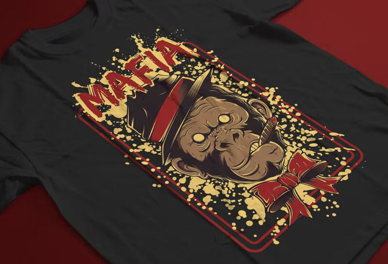 The Mafia Monkey T-Shirt Design