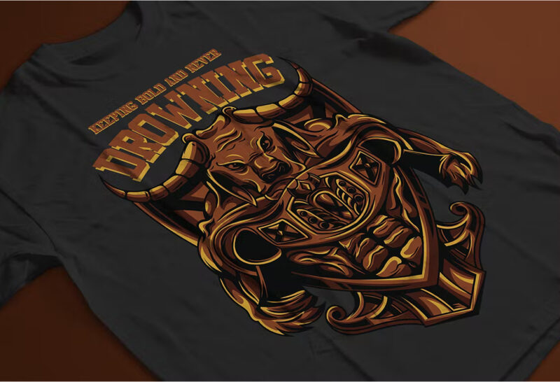 Drowning Bull T-Shirt Design Template