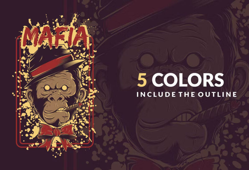 The Mafia Monkey T-Shirt Design