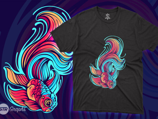 Koi fish illustration t shirt vector art