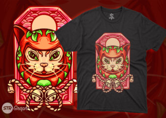 The Cat Daruma – Illustration t shirt designs for sale