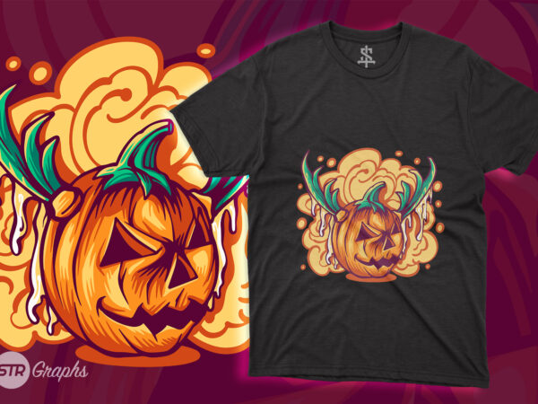 Scary pumpkin – illustration t shirt template vector