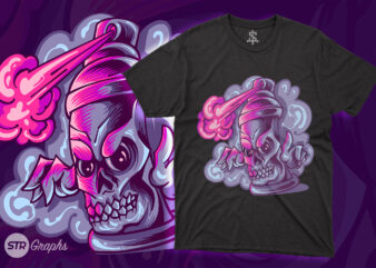 Skull Street Art Illustration t shirt template vector