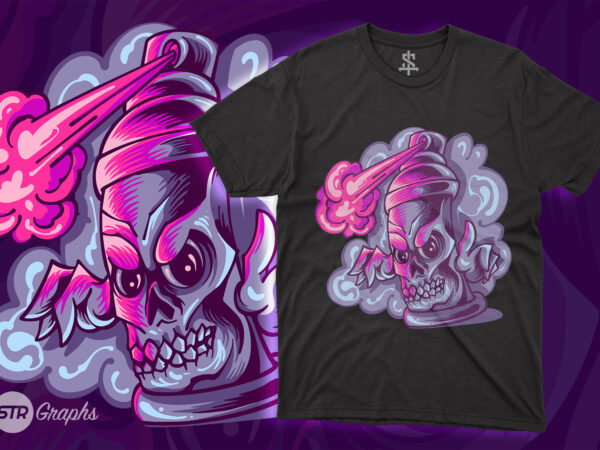 Skull street art illustration t shirt template vector