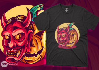 Pumpkin And Onimask Illustration t shirt illustration