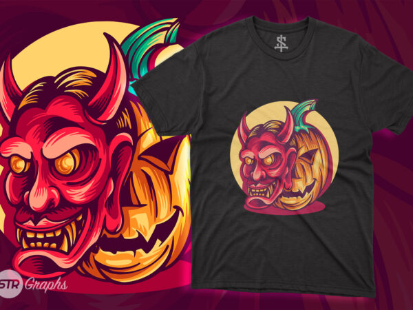 Pumpkin and onimask illustration t shirt illustration