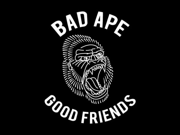 Old school gorilla line art t shirt design online