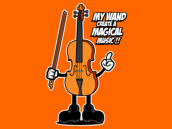 Violin cartoon t shirt vector art