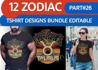 12 ZODIAC LIVING TREE tshirt designs bundle PART# 26 ON
