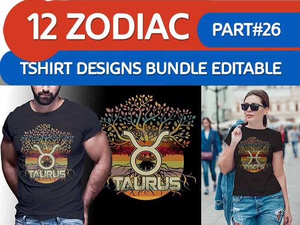 12 zodiac living tree tshirt designs bundle part# 26 on