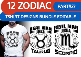 12 zodiac WHITE tshirt designs bundle part# 27 on