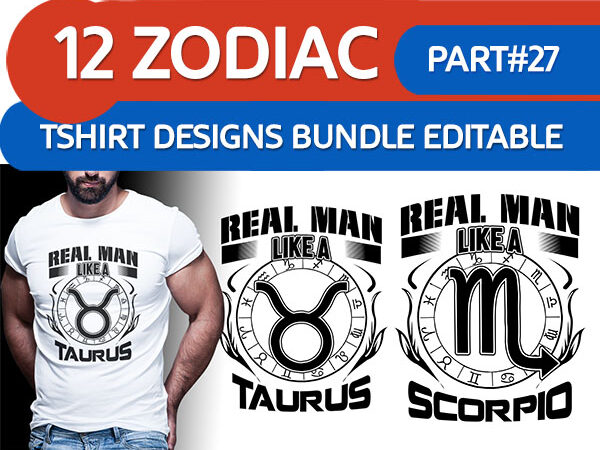 12 zodiac white tshirt designs bundle part# 27 on