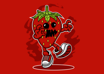 ZOMBIE STRAWBERY CARTOON t shirt graphic design