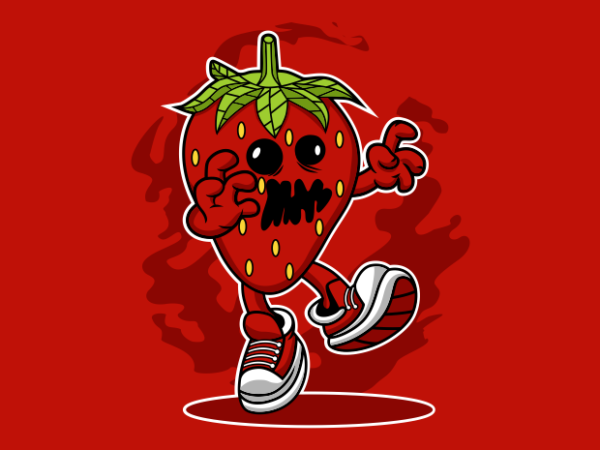 Zombie strawbery cartoon t shirt graphic design