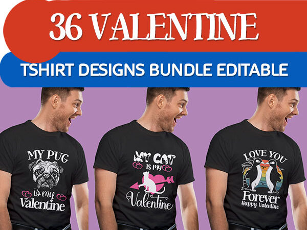 36 valentine day tshirt designs bundle editable