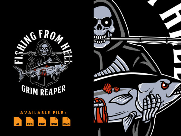 Grim reaper fishing tshirt design