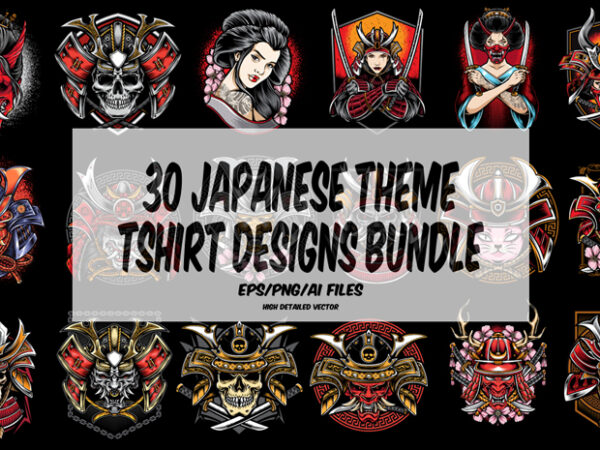 30 japanese theme tshirt designs bundle