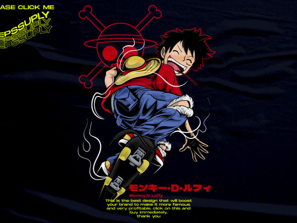 Monkey d. luffy pro skaters t shirt designs for sale