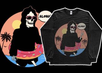 Alternative goth punk gothic grim reaper funny beach tshirt design artwork png