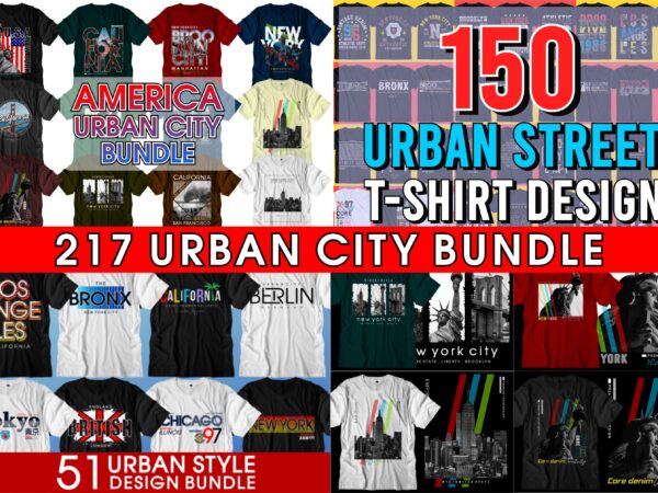 Urban streetwear t shirt designs vector bundle, urban city t shirt designs bundle, urban style t shirt designs bundle