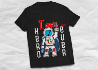 Hero spaceman, cartoon, t-shirt design