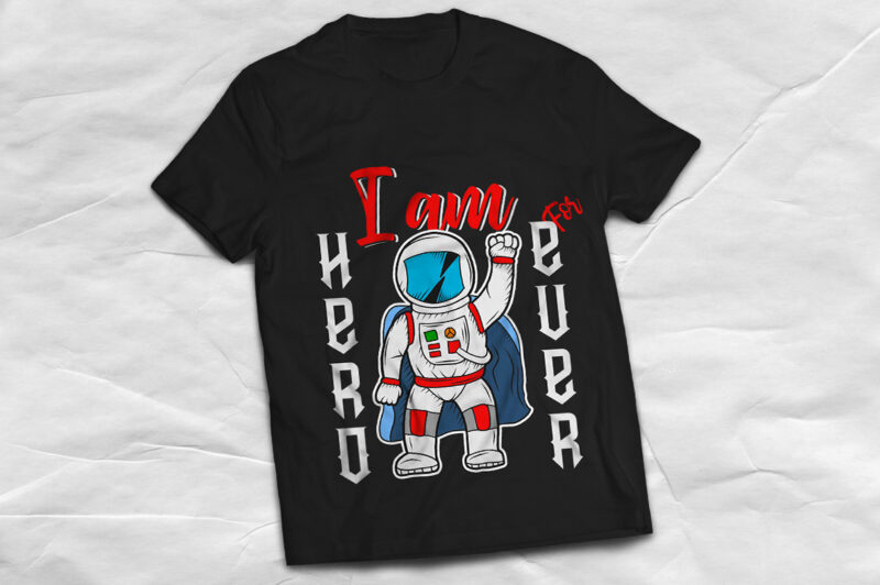 Hero spaceman, cartoon, t-shirt design