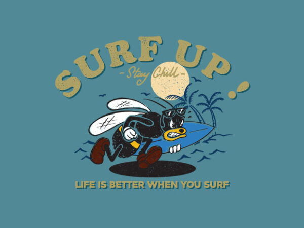 Surf up t shirt template vector