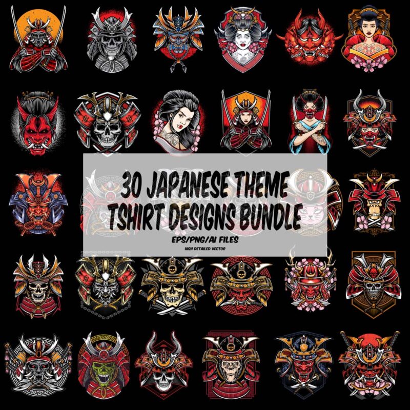 30 JAPANESE THEME TSHIRT DESIGNS BUNDLE