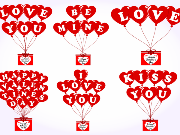 Valentines day heart balloon svg t shirt designs bundle, love svg, heart svg