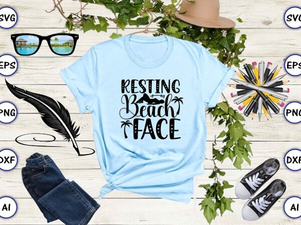 Resting beach face png & svg vector for print-ready t-shirts design