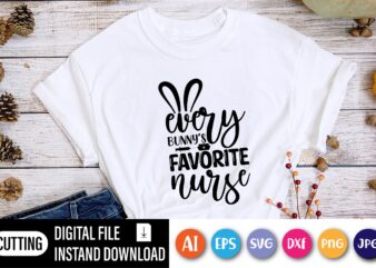 Every bunny’s favorite nurse shirt, Happy Easter Day shirt print template, Typography design for shirt mug iron phone case, digital download, png svg files for Cricut, dxf Silhouette Cameo /