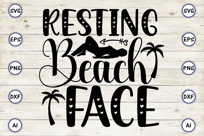 Resting beach face png & svg vector for print-ready t-shirts design