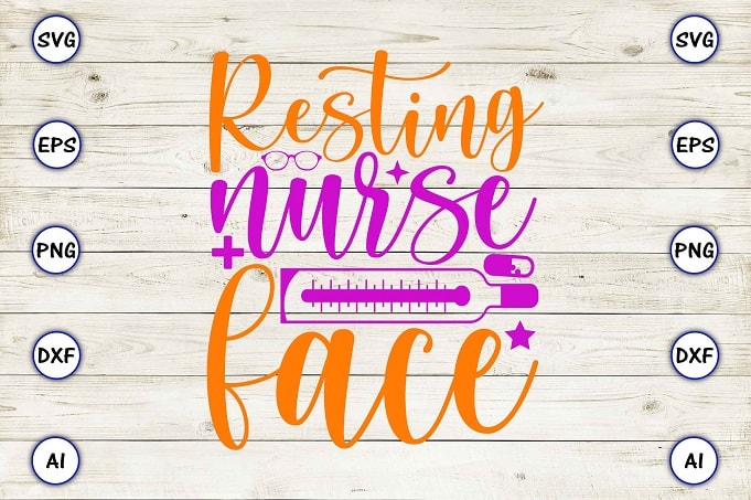 Resting nurse face png & svg vector for print-ready t-shirts design