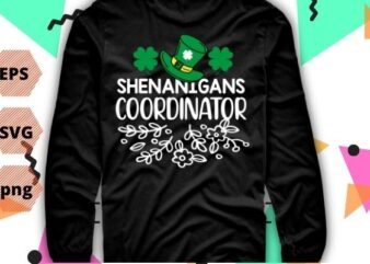 Vintage Shenanigans-Coordinator St Patrick’s Day Shamrock T-shirt design svg, Vintage Shenanigans-Coordinator png, St Patrick’s Day, Shamrock, T-shirt design eps, Saint Patrick Day,