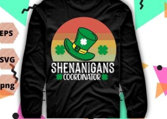 Vintage Shenanigans-Coordinator St Patrick’s Day Shamrock T-shirt design svg 2, Vintage Shenanigans-Coordinator png, St Patrick’s Day, Shamrock, T-shirt design eps, Saint Patrick Day,