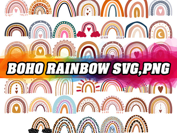 Boho rainbow svg, rainbow svg, hand drawn rainbow svg, pastel rainbow svg, rainbow cricut file, rainbow vector, rainbow bundle svg, svg, png