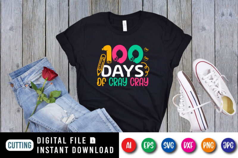 100 Days of Crew Crew T Shirt SVG, 100 Days Pencil Shirt, Happy 100 Days Shirt, 100 Days Crew Crew Shirt, 100 Days Of School Shirt Template