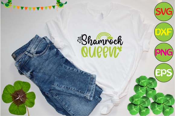 Shamrock queen t shirt template vector