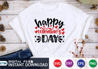 Happy valentine Day T Shirt , Happy Valentine Shirt print template, Happy valentine Day SVG , Heart sign vector, cute Heart vector, typography design for 14 February