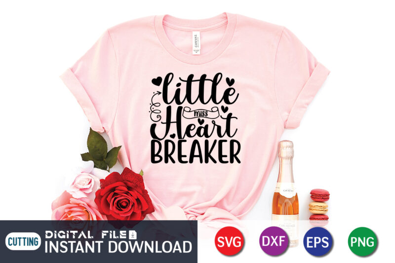 Little Heart Breaker T Shirt, Happy Valentine Shirt print template, Heart sign vector, cute Heart vector, typography design for 14 February