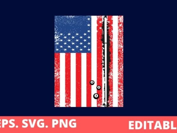 American flag grange pool stick and ball vector t-shirt design, american, flag, grange, pool, stick and ball, vector