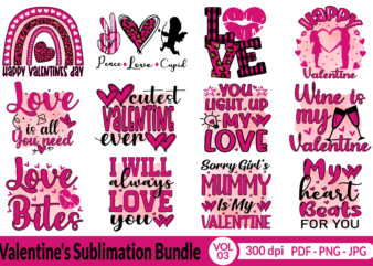 Valentine’s Sublimation Bundle, Valentine’s day design For Marchand T-Shirts