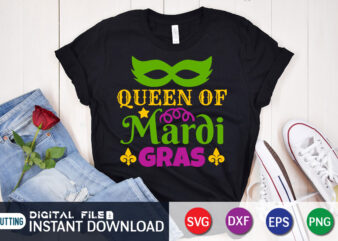 Queen of Mardi Gras T shirt, Queen shirt, Mardi Gras SVG Shirt, Mardi Gras Svg Bundle, Mardi Gras shirt print template, Cut Files For Cricut, Fat Tuesday Shirt, Trendy t