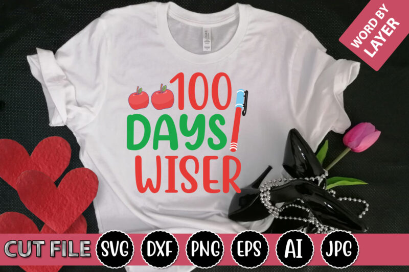 100 Days Wiser SVG Vector for t-shirt