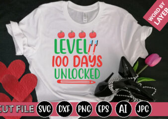Level 100 Days Unlocked SVG Vector for t-shirt