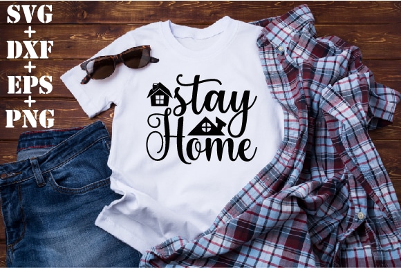 Stay home t shirt template vector