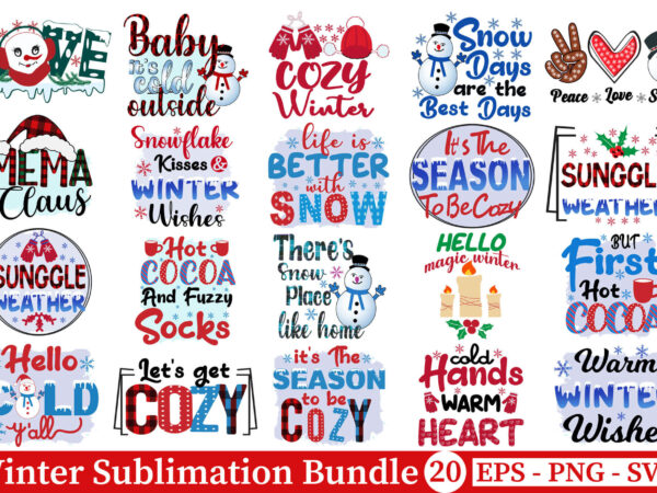 Winter sublimation bundle, winter design for marchand t-shirts
