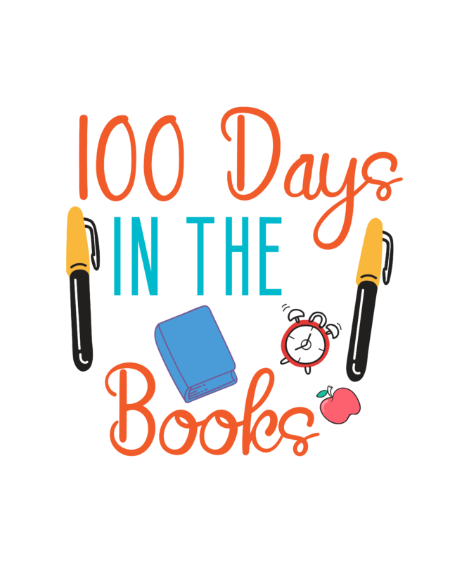 100 Days In The Books T Shirt Design ,Happy 100 days t shirt, cute apple, pencil vector, 100 days of school shirt print template, typography design for back to school,