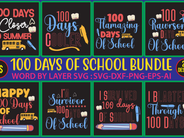 100 happy school day svg t-shirt bundle vol 2